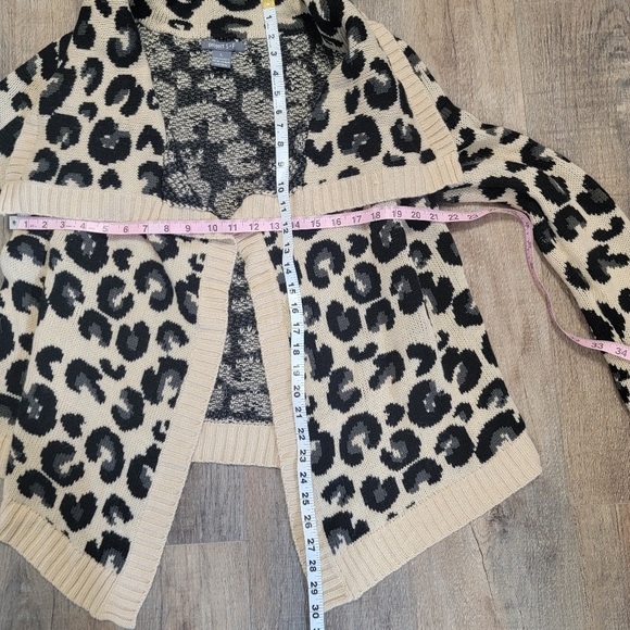 Leopard Print Cardigan Sweater Open Front Raglan Sleeve Project S+F Womens L - Picture 5 of 8